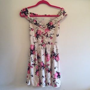 Cream and Pink Floral Dress NWOT